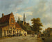 En stad i Holland - Adrianus Eversen — vy av konstverket