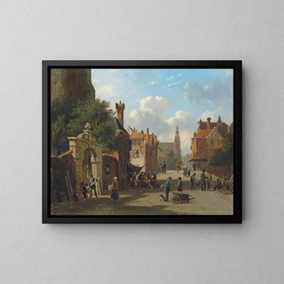 Adrianus Eversen - A busy street in Holland.webp