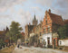 Delft med Prinsenhof i fjärran - Adrianus Eversen — vy av konstverket