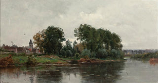Adrien Jacques Sauzay - A Village on the River.webp