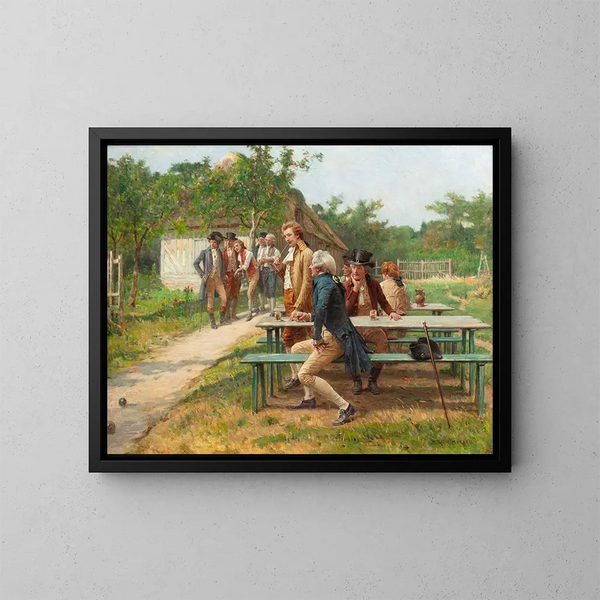 Les joueurs de boules - Adrien Moreau — inramlat konstverk på väggen
