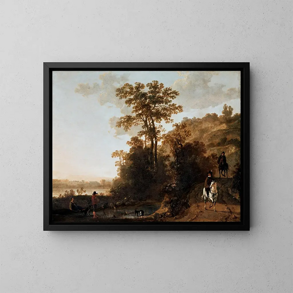 En kvällspromenad vid en flod - Aelbert Cuyp — inramlat konstverk på väggen