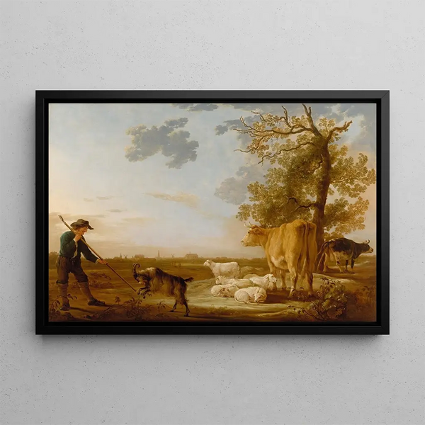 Landskapsbild med boskap - Aelbert Cuyp — inramlat konstverk på väggen