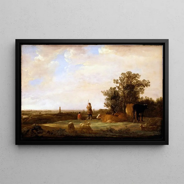 Vy över en slätt - Aelbert Cuyp — inramlat konstverk på väggen