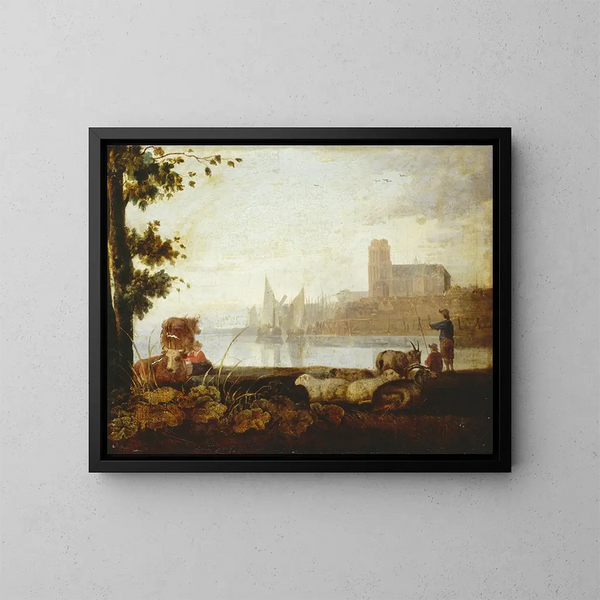 Vue sur la Meuse - Aelbert Cuyp — inramlat konstverk på väggen