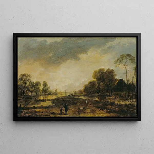 flodscen, kväll - Aert van der Neer — inramlat konstverk på väggen
