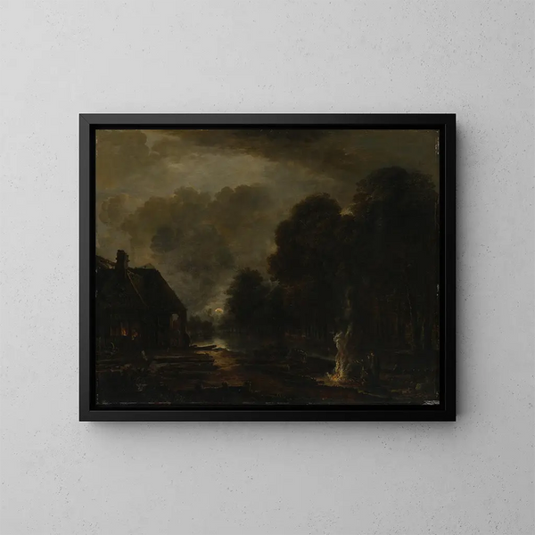 Le Maréchal-ferrant - Aert van der Neer — inramlat konstverk på väggen