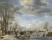 Vinter i Holland, scen av skridskoåkning - Aert van der Neer — vy av konstverket