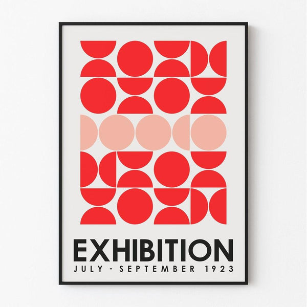 Affiche Bauhaus - Motif Abstrait Rouge et Rose