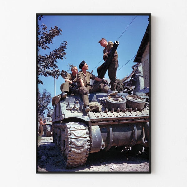 Affiche Debarquement Normandie - Équipage canadien d'un char Sherman