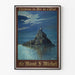 Poster Mont-Saint-Michel vintage – Vue de nuit au clair de lune