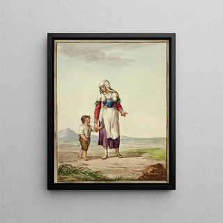 After Bartolomeo Pinelli - Woman in Native Costume with Boy on Road.webp
