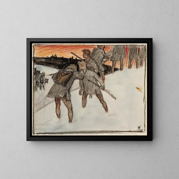 Fuite d'Impivaara - Akseli Gallen-Kallela — inramlat konstverk på väggen