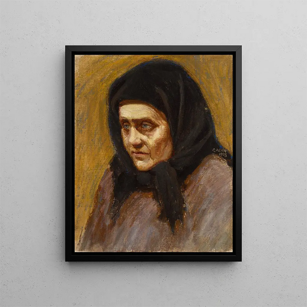 La Femme au foulard noir - Akseli Gallen-Kallela — inramlat konstverk på väggen