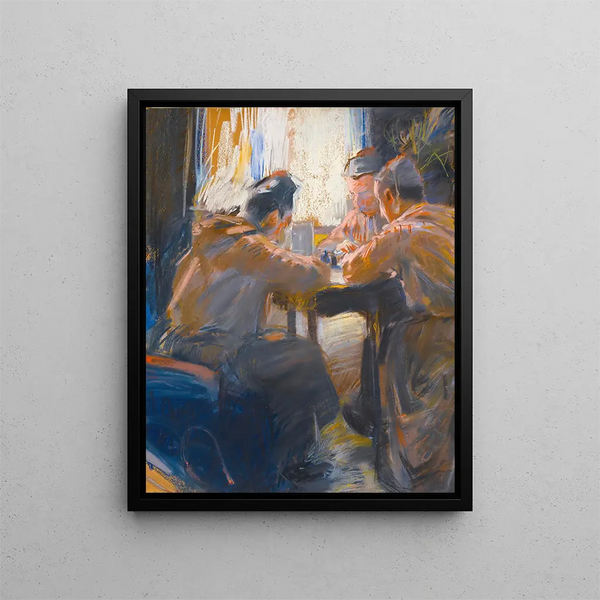 Les Joueurs de cartes - Akseli Gallen-Kallela — inramlat konstverk på väggen