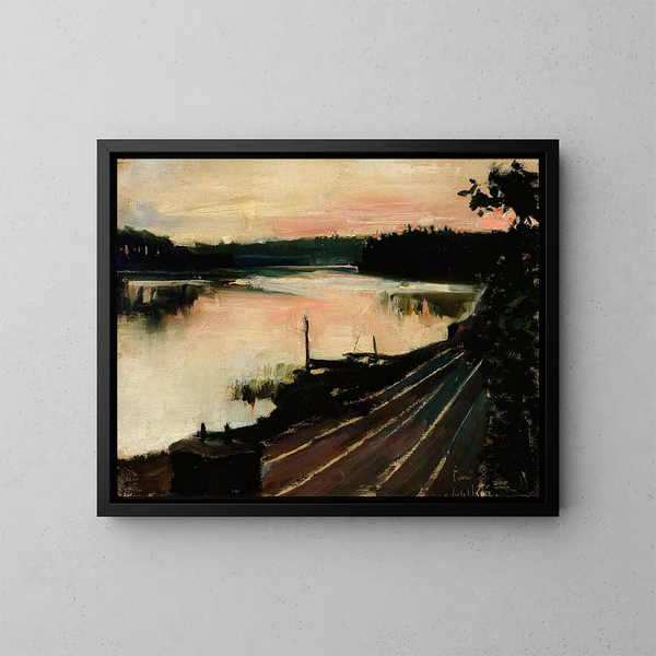 Vue depuis Elintarha au coucher du soleil - Akseli Gallen-Kallela — inramlat konstverk på väggen