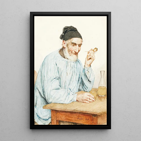 Fermier d'Ins à table - Albert Anker — inramlat konstverk på väggen