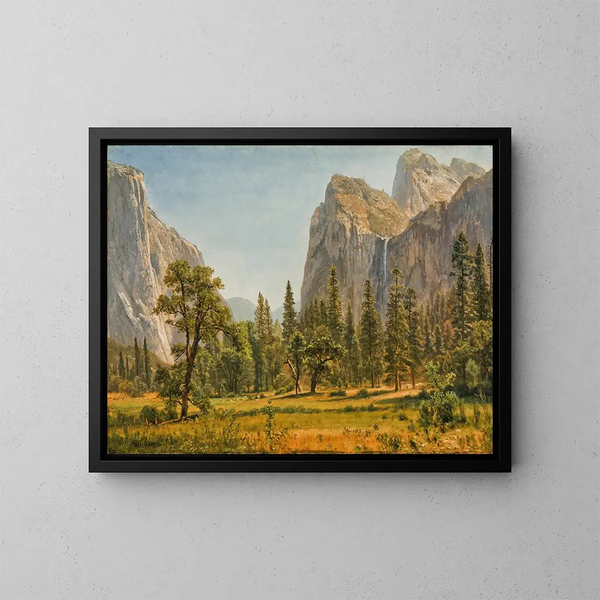 Fall av Bridalveil, Yosemite-dalen, Kalifornien - Albert Bierstadt — inramlat konstverk på väggen
