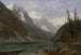 de kanadensiska Klippbergen, Louise-sjön - Albert Bierstadt — vy av konstverket