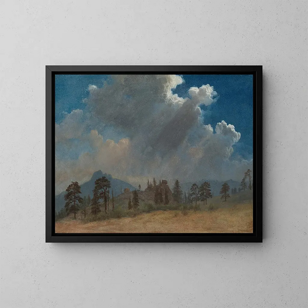 gran och åskmoln - Albert Bierstadt — inramlat konstverk på väggen