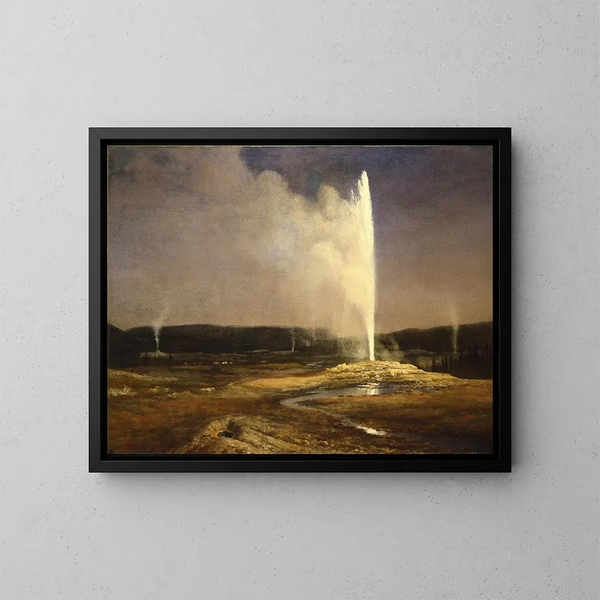 Geysers i Yellowstone nationalpark - Albert Bierstadt — inramlat konstverk på väggen