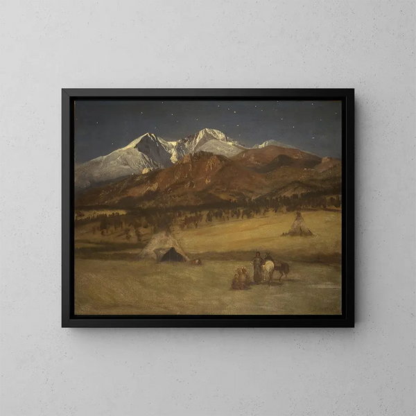 Campement indien au crépuscule - Albert Bierstadt — inramlat konstverk på väggen