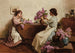 kvinnor som arrangerar blommor - Albert Chevallier Tayler — vy av konstverket