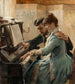 vid piano - Albert Edelfelt — vy av konstverket