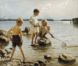 Albert Edelfelt - Boys Playing On The Shore Children Playing On The Shore.webp
