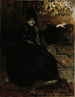 Dame i svart sittande Thérèse Noire - Albert Edelfelt — vy av konstverket
