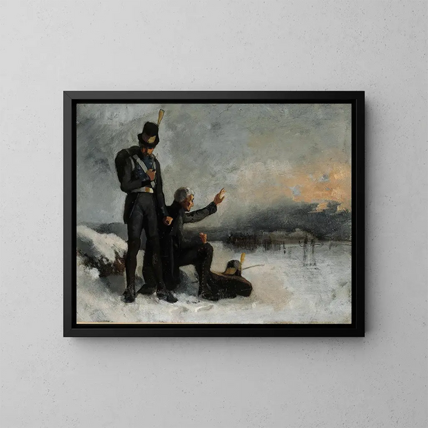 Scène de la guerre finländska - Albert Edelfelt — inramlat konstverk på väggen