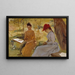 Les Sœurs de l'artiste Annie et Berta liant des guirlandes - Albert Edelfelt — inramlat konstverk på väggen