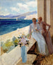 La femme de l'artiste et Emilie Von Etter sur le balcon à Cannes - Albert Edelfelt — vy av konstverket