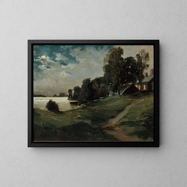 Villa à Haikko au clair de lune - Albert Edelfelt — inramlat konstverk på väggen