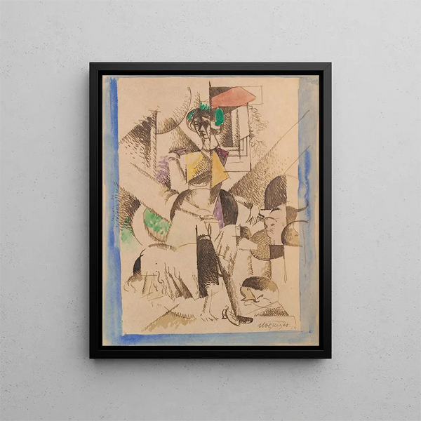 La Dame aux bêtes Portrait de Madame Raymond Duchamp-Villon - Albert Gleizes — inramlat konstverk på väggen