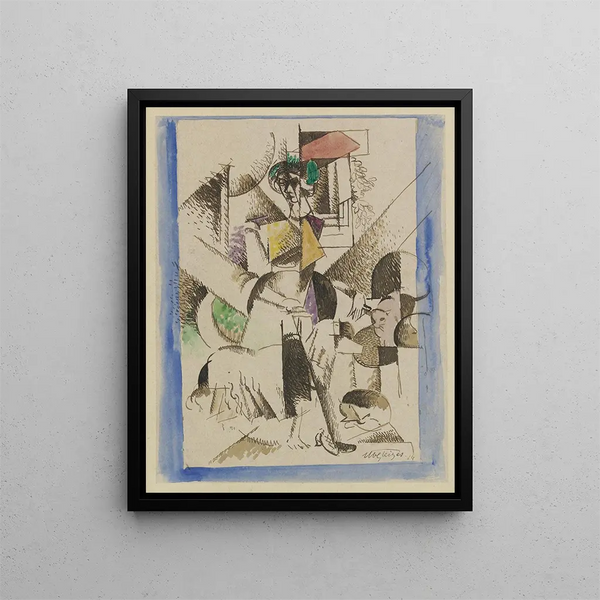 Porträtt kubistisk - Albert Gleizes — inramlat konstverk på väggen