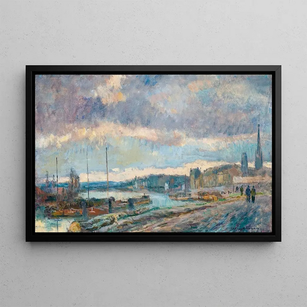 Le Port de Rouen - Albert Lebourg — inramlat konstverk på väggen
