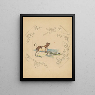 Albert Louis Dammouse - Ontwerp voor bord van het model Square met koeien aan zee.webp