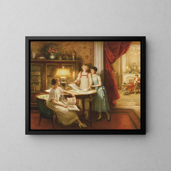 Les amateurs d'estampes - Albert Lynch — inramlat konstverk på väggen