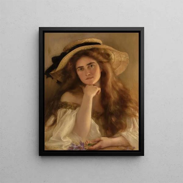 Ung kvinna med stor hatt - Albert Lynch — inramlat konstverk på väggen