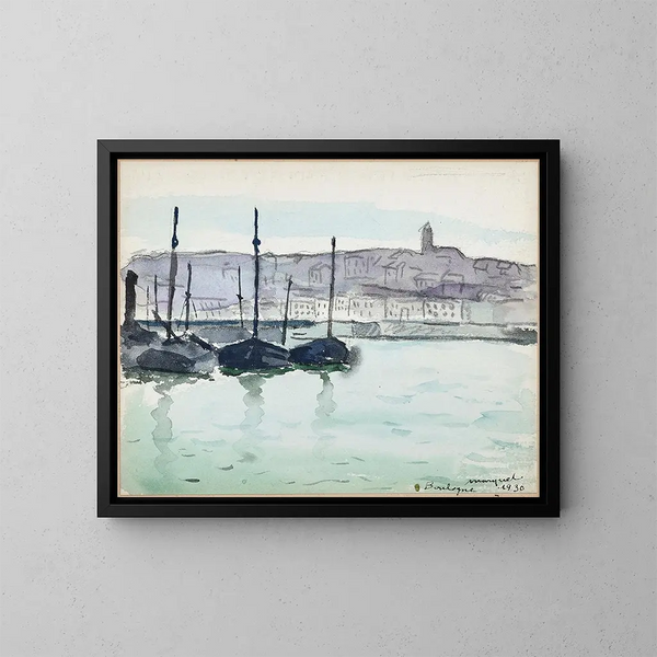 Boulogne-sur-Mer, båtar i hamnen - Albert Marquet — inramlat konstverk på väggen