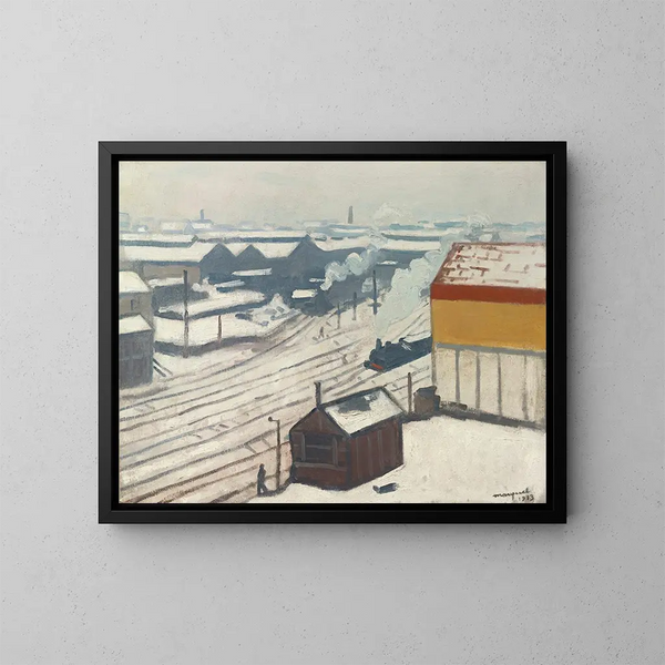 La Gare Montparnasse under snön - Albert Marquet — inramlat konstverk på väggen