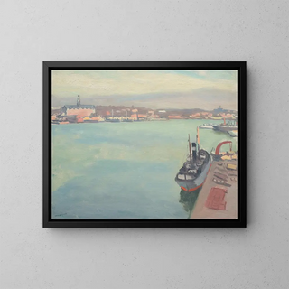 Stockholm hamn på vårmorgon - Albert Marquet — inramlat konstverk på väggen