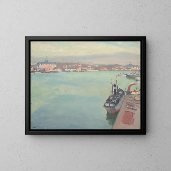 Stockholm hamn på vårmorgon - Albert Marquet — inramlat konstverk på väggen
