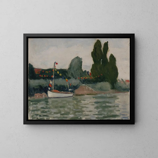 Paviljongbåt i Poissy - Albert Marquet — inramlat konstverk på väggen