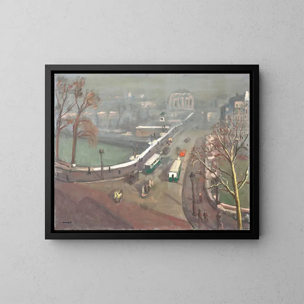 Pont Neuf, höstdimma - Albert Marquet — inramlat konstverk på väggen