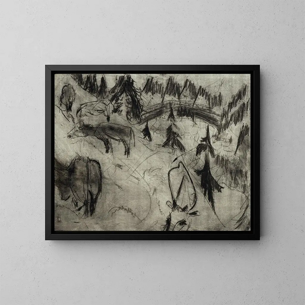 Prairie de montagne - Albert Müller — inramlat konstverk på väggen