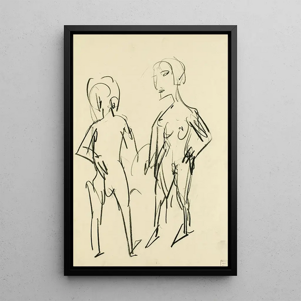 Reproduktion av målningen Esquisse figurative två nudes - Albert Müller
