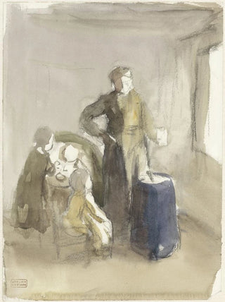 Albert Neuhuys - Interieur met vrouw en kinderen bij een karnton.webp