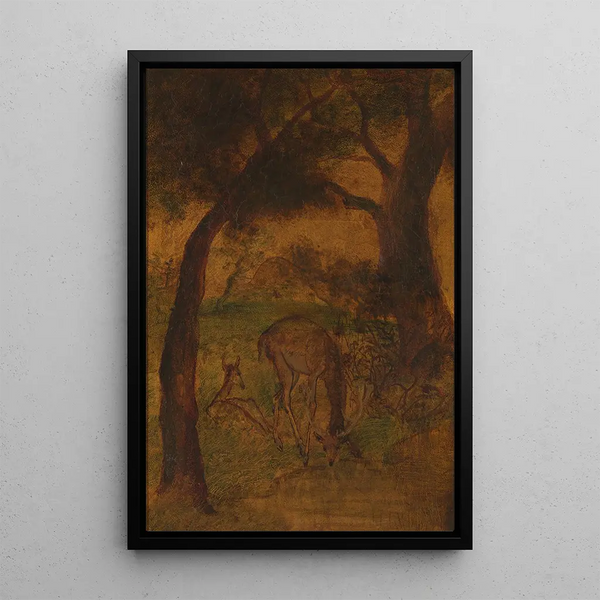 Reproduktion av målningen En hjort som dricker - Albert Pinkham Ryder